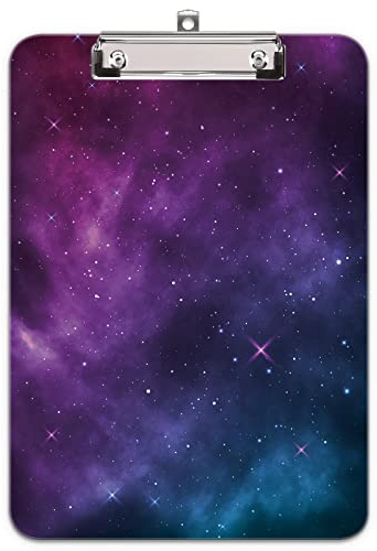 Hnogri porte bloc a4 avec pince, Plastique dur, Clipboard A4 dessin de mode, Planchettes à pince et porte-formulaires, 32CM x22CM, Ciel nocturne