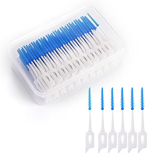 200 Pieces Silicone Interdental Brushes, Dual-Use Silicone Dental Picks Dental Brushes Floss Picks Tooth Pick Brushes Teeth Brush Picks for Braces Oral Cleaning
