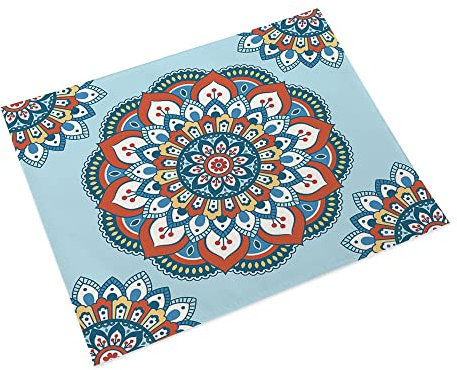 Manteles Individuales Amarillo Azul Blanco Salvamanteles Individuales Algodón Lino Lavable Individuales Mesa Resistente al Calor Bajoplatos Tapetes para Mesa Bajoplatos 30x45cm 8 Pcs