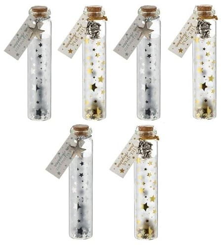 6 x Glasröhrchen mit Korken für Geldgeschenke zu Weihnachten H 11 cm | Wunscherfüller - Geldgeschenke - Geldverpackung Weihnachten - Verpackung für Geld - Geldgeschenk Weihnachten Verpackung