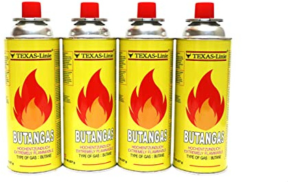 Kaufbasar 4 x Gaskartuschen Butangas | Bunsenbrenner Campingkocher Gaskocher Camping Gasheizer Grill Gasbrenner Lötlampe Set 4 Gasflaschen 227g x 4