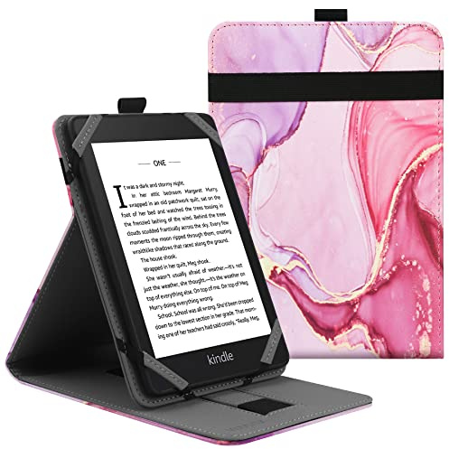 VOVIPO Universal 6 Zoll Kindle Paperwhite Kobo E-Reader Hülle,Folio Stand Schutzhülle für Kindle/Kobo/Tolino/Pocketbook/Sony 6-Zoll eReader, mit Mehreren Blickwinkeln-Marble Pink