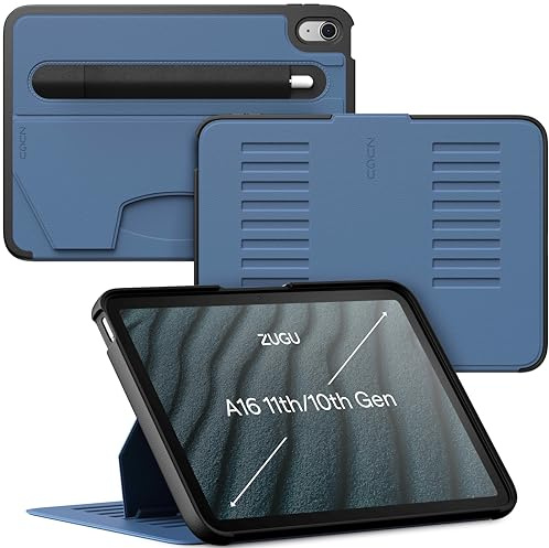 ZUGU CASE for iPad 10.9 Inch Case iPad 11th / 10th Generation (A16 2025/2022) Ultra Slim Protective Cover - Apple Pencil Holder - Convenient 8-Angle Magnetic Stand & Auto Sleep/Wake [ Slate Blue ]
