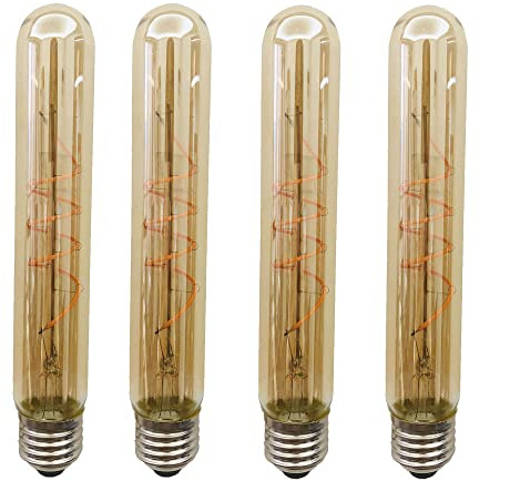 Ruihua 4Stück T30 7W Dimmbare Edison LED Glühbirne 185MM Röhrenförmige Bernstein Glas Beleuchtung Warmweiß 2700K 700LM Vintage Retro Lampe Schraubverschluss E27