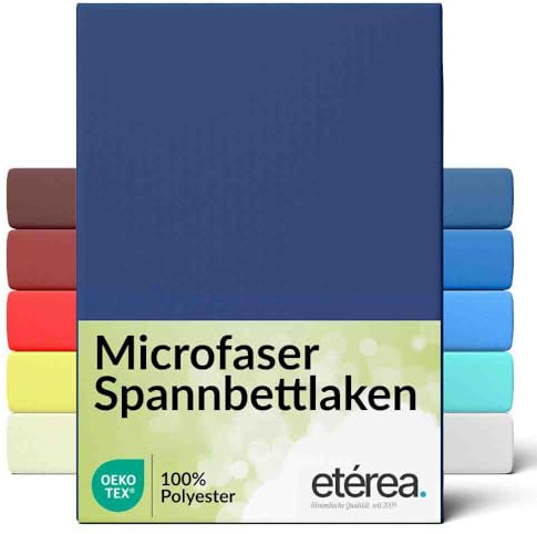 etérea Jersey Spannbettlaken 80x160-80x180 cm Marine für 15-25 cm Steghöhe 100% Microfaser - Oekotex Bettbezug Matratzen Bezug - Bettlaken 80x160cm - 80x180cm Blau