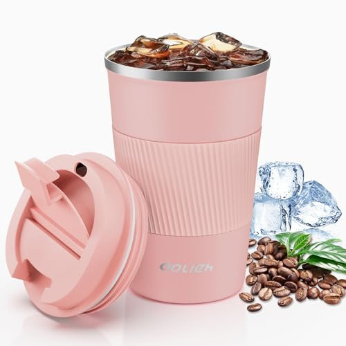 Aolieh Tasse isotherme avec couvercle anti-fuite, gobelet en acier inoxydable pour eau chaude et froide, café, thé