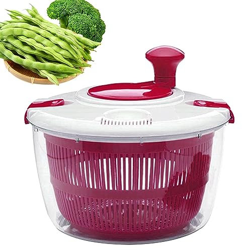 QARIDO Salad Spinner - Salad Washer, 5L Salad Dryer Salad Spinners with Vegetable Washing Basket, Household Dehydrator Drainer, Manual Washing Container Spinners For Kitchen Salad Vegetable Fruit