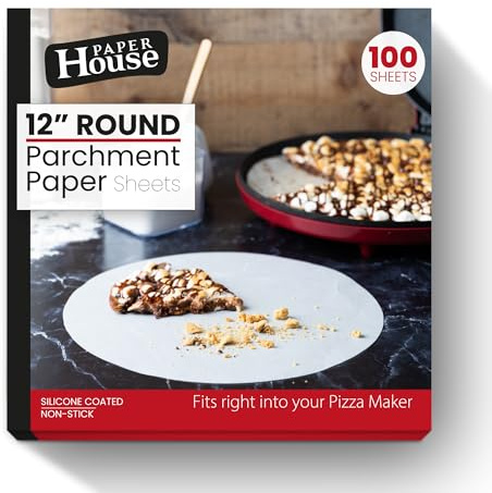 PD Pack Professional Grade 12-Inch / 30.5 cm Round Parchment Paper Liners (100 Pack) - Non-Stick Baking Sheets for Perfectly Golden Crusts, Flawless Pastries, and Effortless Cleanup (12 Inch)