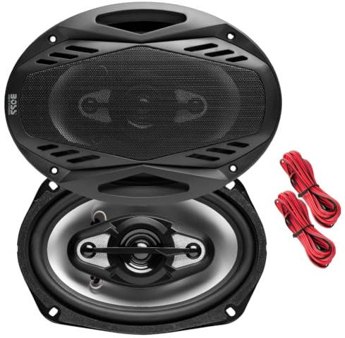 Set para Boss Audio Systems NX694 2 Altavoces coaxiales de 6 x 9 de 4 vías, 15,2 x 22,9 cm, 400 vatios rms 800 vatios máx, para Coche, el par + Rejillas y Cables de instalación Gratis