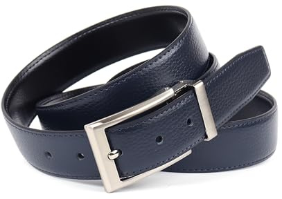 Anthoni Crown Herren Leder Wendegürtel Gürtel, Schwarz-Dunkelblau, 110