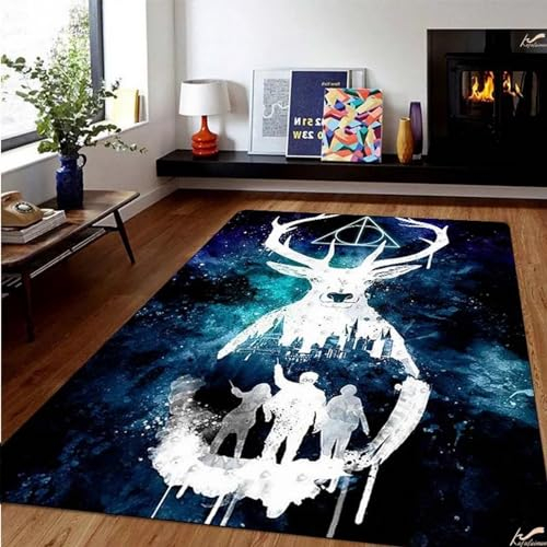 3D Gedruckt Bettvorleger rutschfeste Area Teppich, Wildtier Elch 3D Optische Illusion Teppiche Weich Flanell Bodenteppich Wohnzimmer Schlafzimmer Throw Runner Teppiche Low Profile Türmatten- 8-1F8G1S