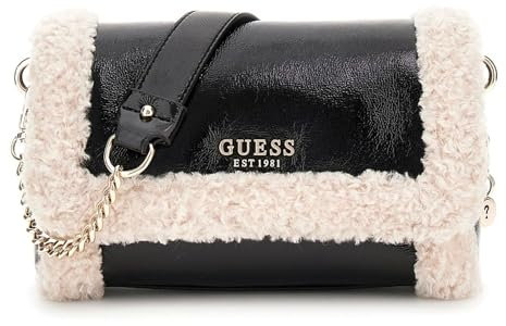 GUESS Damen Davika Flap Umhängetasche, Schultertasche, Schwarz