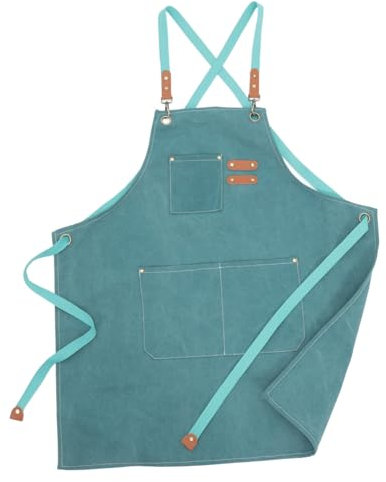 HAWILLOSCH Delantal De Cocina Para Hombre Con Bolsillo Práctico Delantal De Lona Para Trabajo y Limpieza Casa Protección Contra Manchas y Diseño Cómodo y Funcional