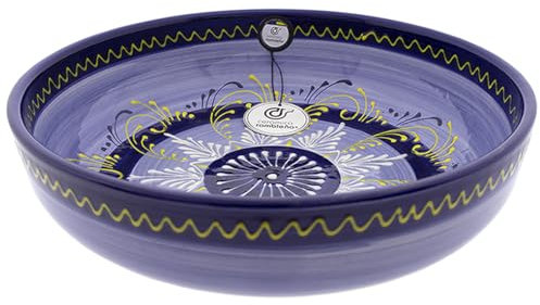 CERÁMICA RAMBLEÑA | Ensaladera cerámica | Ensaladeras originales | Ensaladera decoración Azul - Modelo 32 | Decoración 100% hecho a mano | 27x27x6.5 cm