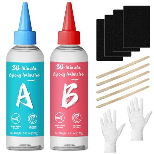 LAMXIN 250ml 30 Minutos Pegamento Epoxi, Tenacidad Duradera Pegamento Epoxi 2 Componentes, Pegamento Transparente De Dos Componentes Apto Para Metal, Madera, PláStico, Vidrio y CeráMica