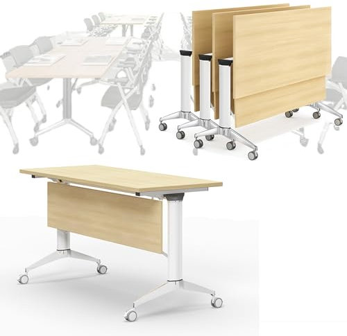 Klappbarer Konferenztisch, modern, mobiler Trainingstisch für Büro, mit leisen Feststellrädern und Spleißen, Konferenzraum-Schreibtisch (Größe: 120 x 80 cm), 4 Stück