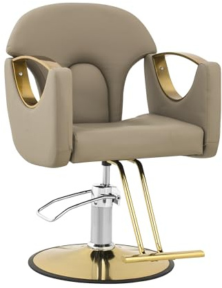 Physa Sillón de Peluquería con Reposapiés y Altura de Asiento de 53-64 cm para hasta 180 kg Beis Sillón de barbería Silla de peluquería Silla de barbería