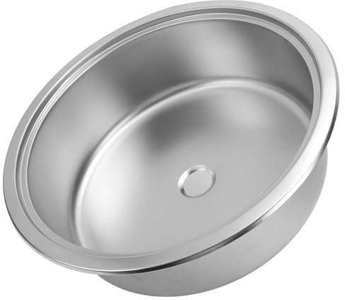 Wohnmobil-Küchenwaschbecken, Rundes Wohnmobil-Waschbecken aus Edelstahl 304, 36 X 13 Cm, Küchenbar-Waschbecken mit 40 Mm Abfluss für Boot, Yacht, Wohnwagen