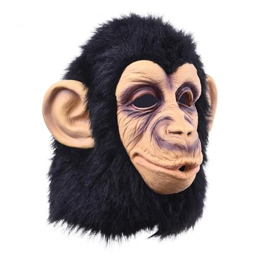 Zestivra Masque de en latex – Costume de singe, couvre-chef de singe adulte | Masque de tête en Latex, Masque Animal, Costume de fête d'halloween pour adultes, Masque de carnaval