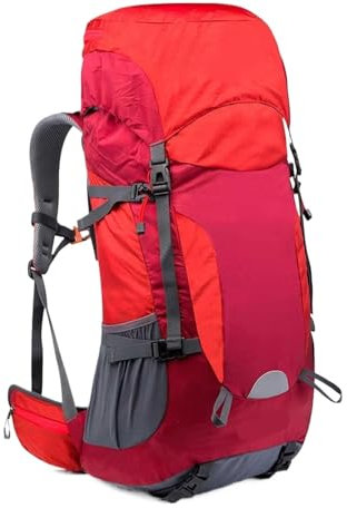 OUYUE Sac À Dos De Voyage Sac À Dos De Randonnée Léger 55L, Unisexe, Camping, Résistant À l'eau, Voyage, Travail pour Camping Trekking(Rot)