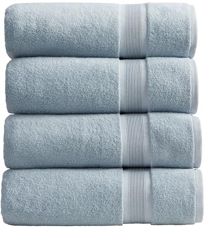 Springtree Home Luxury Bamboo Rayon Plush Bath Towel Set | 4-Pack| Blue Fog