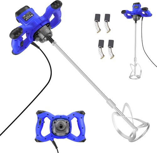 Electric Paddle Mixer Drill 2800W Paddle Blades and 6-Speed Adjustable Gearing, 1700RPM Paint Plaster Mortar Mixer with M14 Threaded Rod, Electric Power Plaster Mixer for Mixing Plaster/Paint/Mortar