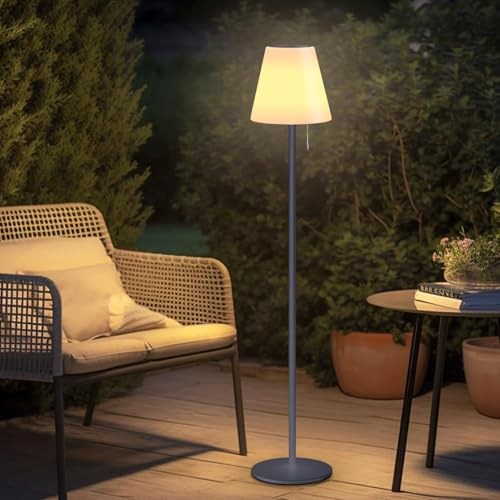 MALUX Solar Stehlampe Outdoor Mit Warmweiß RGB 8 Farben LED USB Aufladbar IP44 Wasserdicht Für Garten Terrasse Balkon Innenbereich Außenbereich Dekor 100 cm Grau