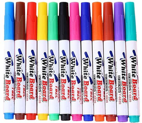 Drawing Pen Bundle, 8/12 Colors Magical Water Painting Pens for Kids, Kiddies Create Pen Floating Ink Drawings Set with Spoons and Towel, Water Marker for Boys and Girls (12) Krm373 (A, 15X13.5X2cm)