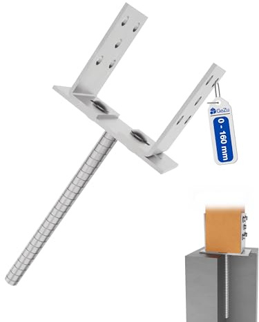 GeZu Impex Support de Poteau U Réglable 200 mm Zinc Électroplaqué Pied De Poteau En U à Sceller Support de Poteau Largeur Réglable Tige d'Ancrage Équerre Type U Ancre de Pied de Clôture