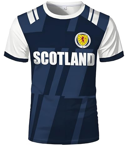 Maglietta da Calcio Europea Tifosi di Calcio Sport Casual Stampa Bandiera Nazionale Manica Corta Uomo Donna Adolescenti Traspirante America's Coppa Fan T Shirt Scozia XS
