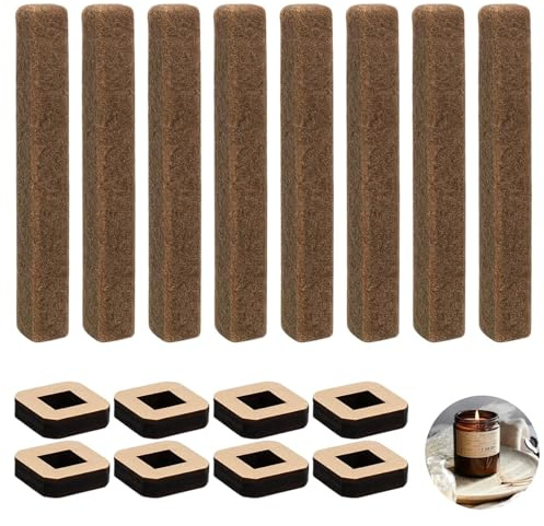 NieYat 8X Dauerdocht, Kerzendocht für Wachsfresser 10mm mit 8 Holzhalter, für Wachsfresser und Kerzenreste, Ideal für DIY Kerzen, Outdoor Camping und Romantische Atmosphäre