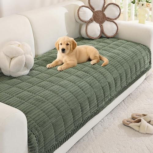 Royhom Dicke Sofa Überzug für Haustiere, Anti-Rutsch Sofabezug 2 3 4 Sitzer, Grün Couch Überzug, Sofaschoner für Wohnzimmer (Sitzer, 90 x 210 cm)