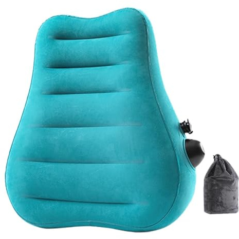 Aufblasbares Lendenkissen, Reise-Keilkissen mit schnellem Aufblasen, tragbare ergonomische Unterstützung beim Lesen und Schlafen, 40 x 40 x 16,8 cm, Blau