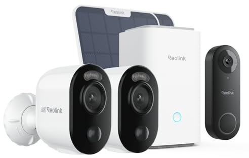 Reolink Bundle of Video Doorbell mit Home Hub, 2K Akku Türklingel Kamera, 1:1 Kopf-bis-Fuß-Ansicht, 2,4/5GHz WLAN, Personen/Fahrzeug/Paketerkennung, Ohne Monatsgebühr 4K Überwachungskamera A