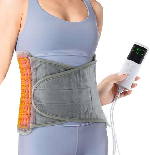 Wärmegürtel für Rücken Bauch, Ultraweich Heizkissen Rückenwärmer Heizgürtel, 9 Temperaturstufen Abschaltautomatik Waschbar, Perioden Menstruations Schmerzen Wärmedecke Heizdecke für Frauen und Eltern