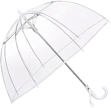 Poo4kark Transparenter Regenschirm mit langem für Kinder Leichtes Langlebiges 8-Stäbchen-Design Optimale Abdeckung Outdoor Regenausrüstung (Clear, 68X70cm)