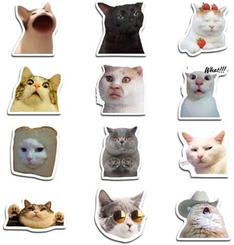 Nurila 12 Stück Cat Meme Kühlschrankmagnete, Lustige Magnete | Magnete Kühlschrank, Fridge Magnet für Kühlschrank, Küche, DIY-Dekoration, Büro, Kleiderschrank
