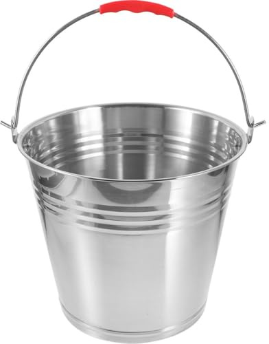 NUOBESTY Seau d'Alimentation pour Chevaux en Acier Inoxydable 10L Poignée Seau Polyvalent pour Eau et Nourriture Robuste pour Usage Équestre et Agricole