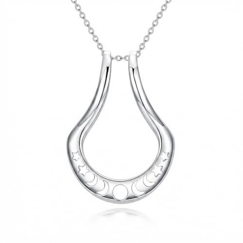 HARMONY BOLA Schmetterlings/Mond Stern/Berg Ringhalter Halskette Hochzeit und Verlobungsring Halter Halskette Geschenk für Frau Frauen Mutter Tochter