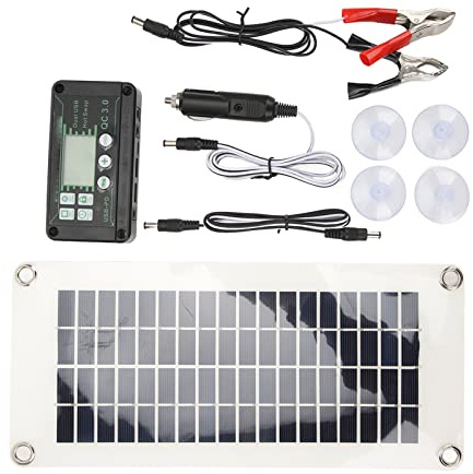 Kelawoly Kit de Panneaux Solaires pour Camping-Car, Chargeur en Polysilicium 30W pour Batteries 12V, Source d'alimentation Compacte pour Bateaux et Cabines de Camping-Car