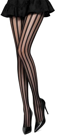 JOVYTH Medias de Mujer con Rayas Verticales Pantys Finos de Verano Negro con Efecto Adelgazante para Uso Diario Oficina Fiesta y Bodas Medias de Cintura Alta Ropa Interior de Moda Femenina