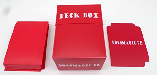 docsmagic.de Deck Box + 60 Mat Red Sleeves Small Size - Mini Kartenbox & Kartenhüllen Rot - YGO