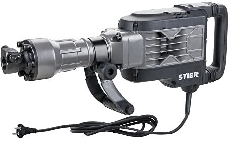 STIER Abbruchhammer SAH2000, 1700 W, 50 J, 2000 Schläge pro Min, Sechskant Aufnahme, 3 m Kabellänge, HEX-Werkzeugaufnahmesystem, inkl. Ölstandkontrolle und verstellbaren Handgriff