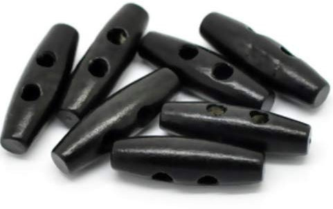 CansyY 20 Stück edle Holzknöpfe - Knebelknöpfe oval 3,5 x 1,1 cm schwarz Knebel 2 Löcher längliche Knöpfe zum annähen nähen und basteln - Jackenknöpfe Mantelknöpfe