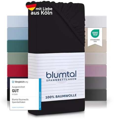Blumtal Premium - supermjuka bomullsjersey-lakan - svart, 100/105 x 190/200 x 30 cm