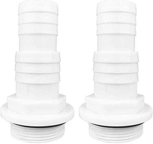 well2wellness 2 x Pool Schlauchtülle Schlauchverbinder 32/38mm x 1 1/2 AG, Weiß mit O-Ring