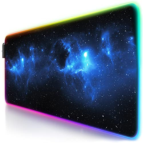 TITANWOLF - RGB Tappetino per Mouse da Gioco XXL - Mouse Pad Gaming - 800x300mm - Stars11 LED Colori e Effetti di Luce - Precisione e velocità - Lavabile - per Computer PC e Laptop -