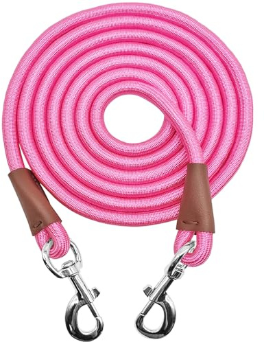 SEPXUFORE Hundeleine, zum Ausbinden, 2.4,3.5,3.8,15,50.8,96.2 m, robustes Nylon-Karo-Schnur für mittelgroße und große Hunde im Innen- und Außenbereich, zum Spielen, Hinterhof (Rosa, 0.9 cmx3 m)