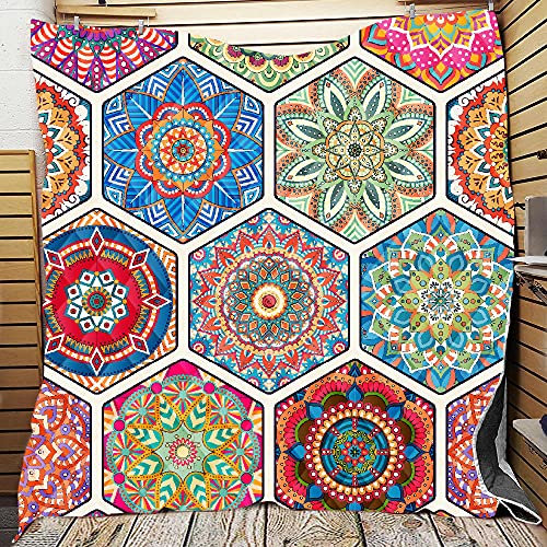 Chickw1 Mandala Tagesdecke Bettüberwurf Gesteppt, Mikrofaser Tagesdecke Schlafzimmer Steppdecke Decke Überwurf Wohnzimmer Sofaüberwurf für Einzelbett Doppelbett (Patchwork,180x200cm)