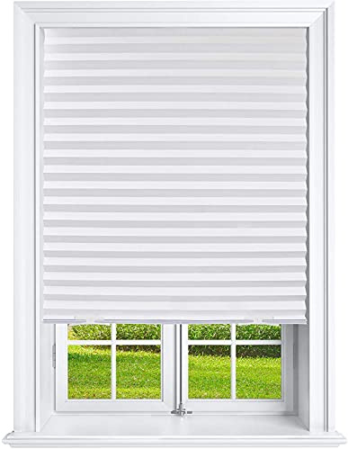 Pleated Light Filtering Paper Shades White No Tools 36 x 69 (6 Pack)